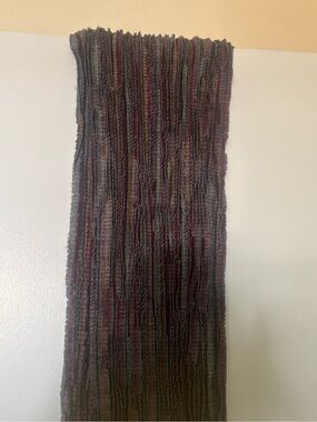 Sevya Handmade Wool/Silk Scarf in dark gray multi with fringe